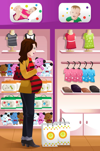 pregnant woman shopping for baby supplies